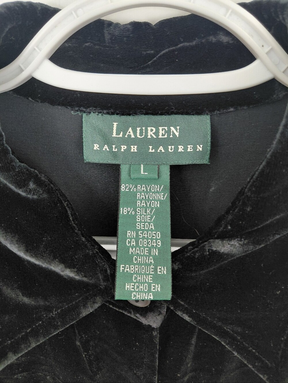 Lauren Ralph Lauren Womens Velvet Button Up Long Sleeve Blouse Emblem Size Large - Picture 7 of 8